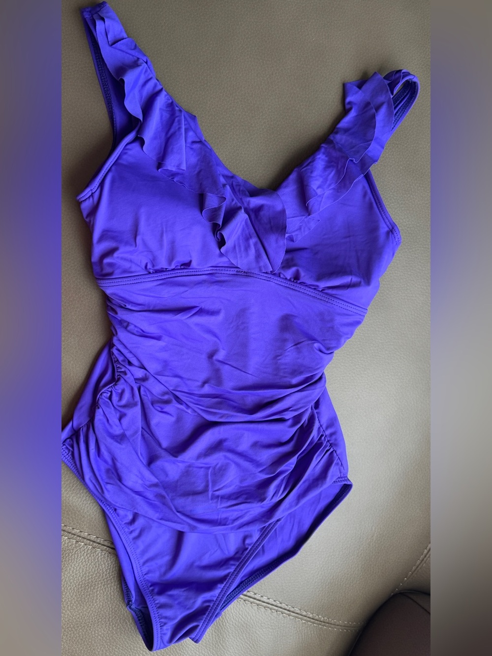 Ralph Lauren Purple Ruffled One-Piece Swimsuit
